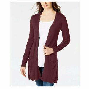 Maison Jules Burgundy Open Front Long Cardigan size Small